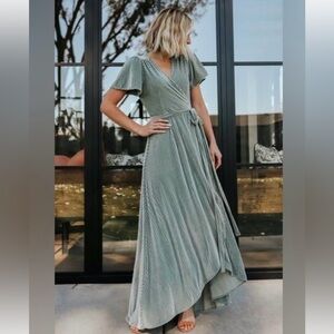 Baltic born Sage green ribbed velvet dress